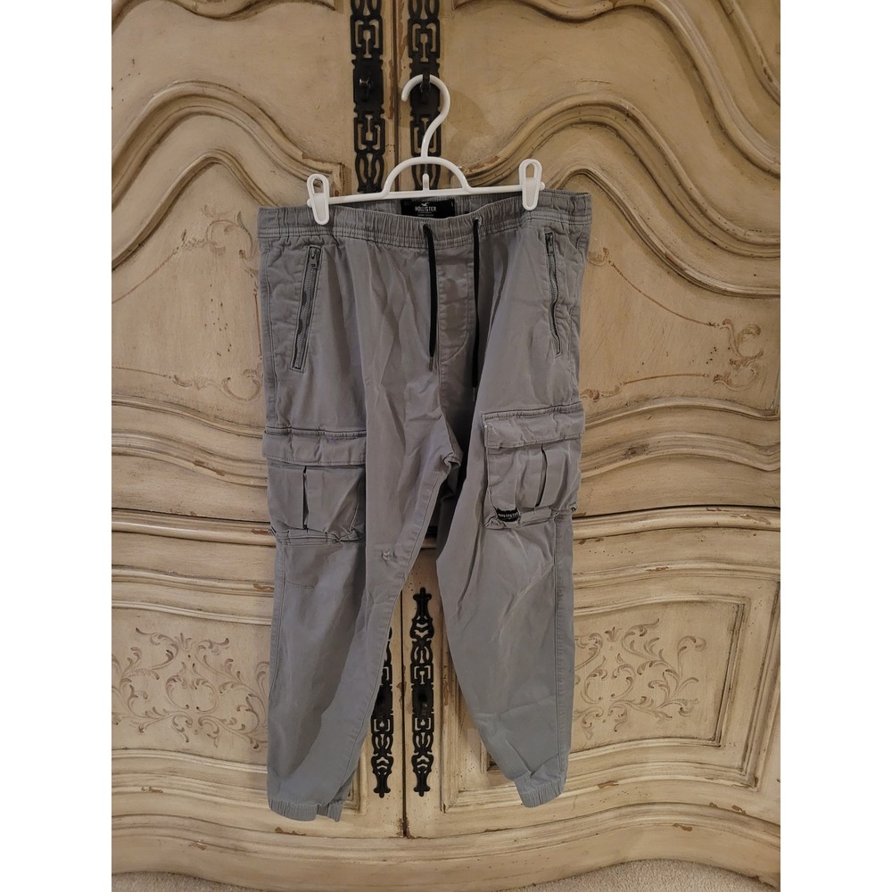 Hollister Mens Skinny Jogger Advanced Stretch Cargo Pants Grey Large